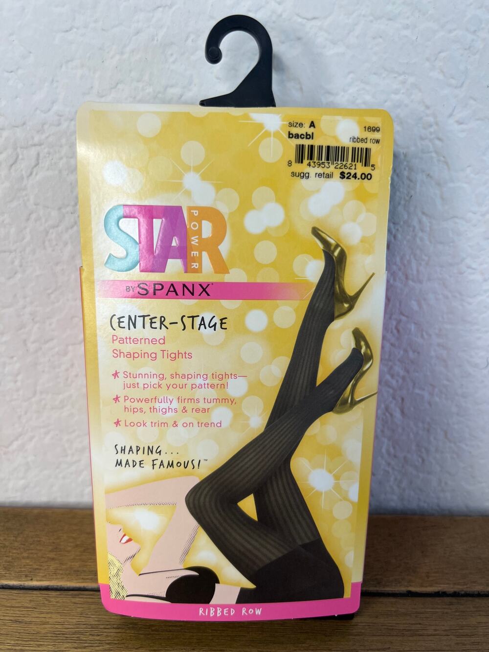 Star Power by SPANX Center-Stage Patterned Shaping Tights Black NEW ~ Size A